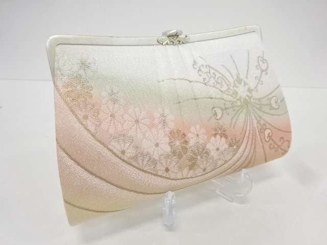 アンティーク　花模様織り出し和装バッグ